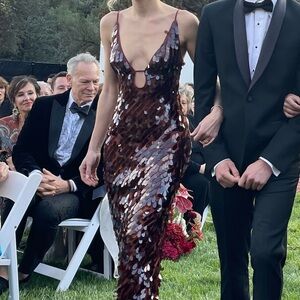 MISHA COLLECTION Sequin Sleeveless Gown in color FIG